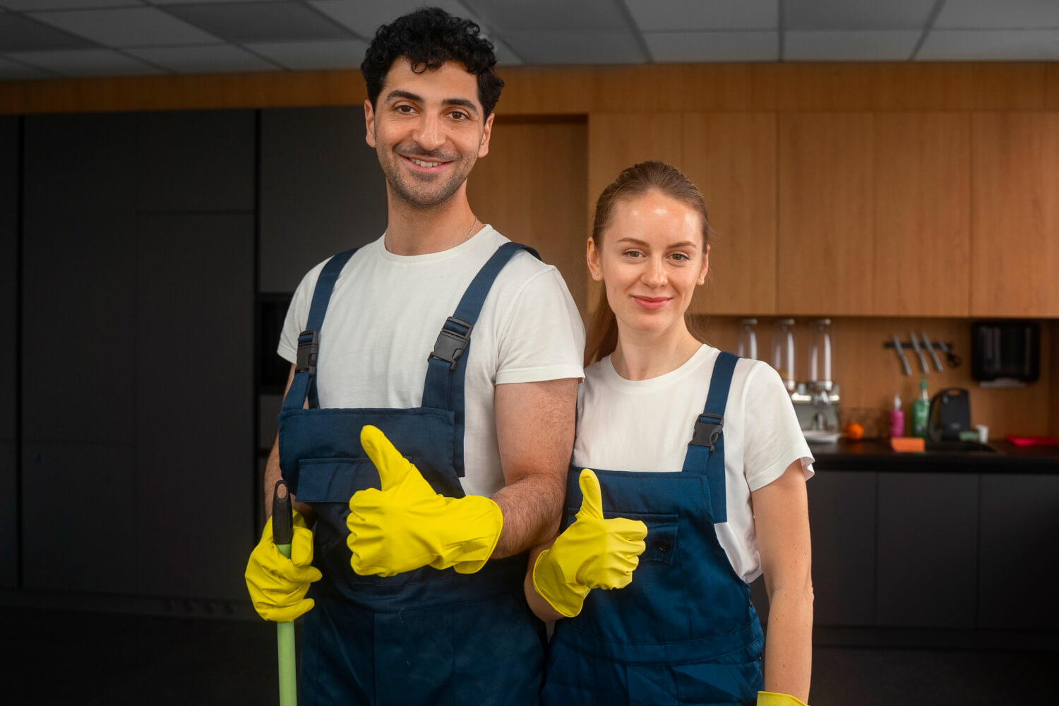Professional cleaning service at work